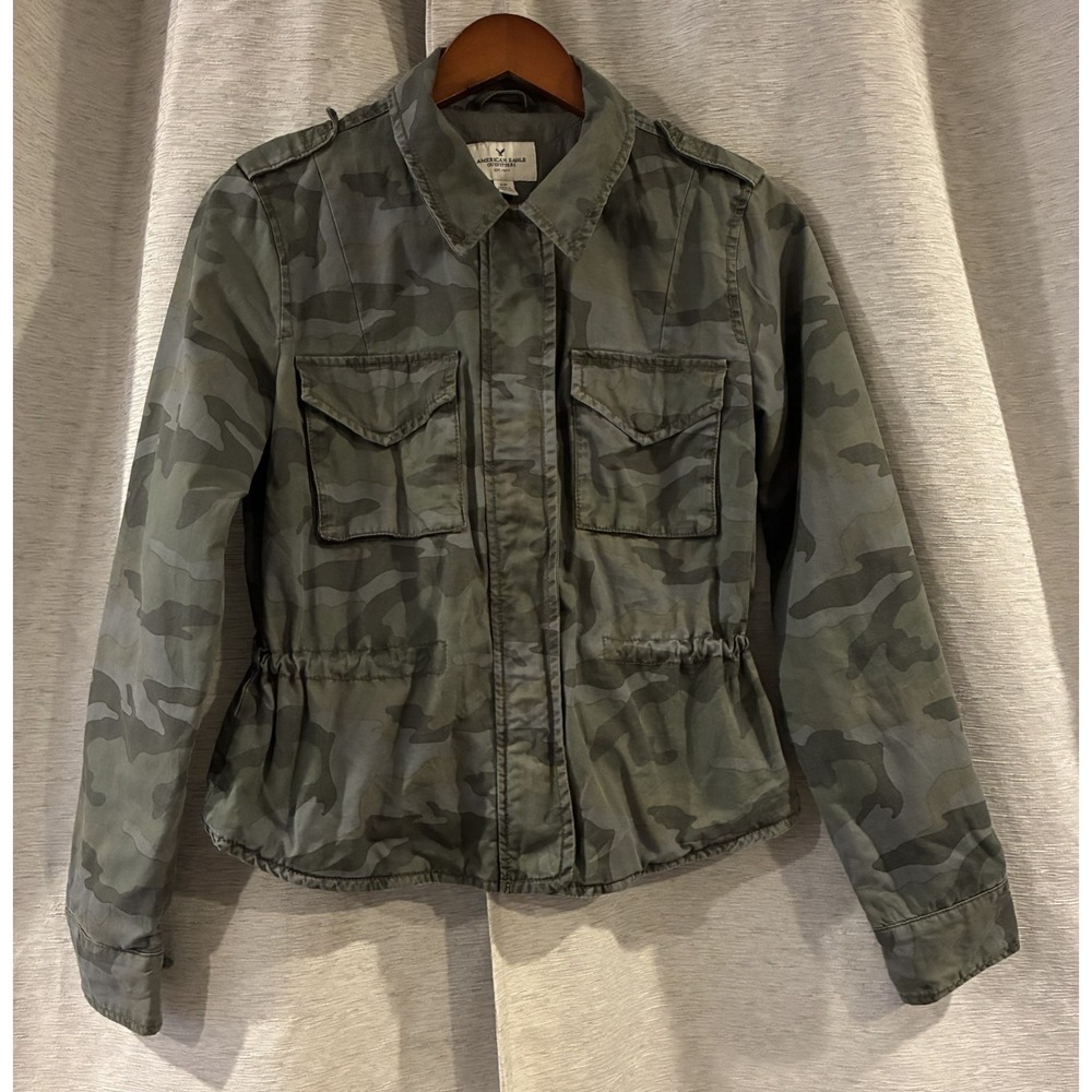 American Eagle AE Utility Camo Jacket Hooded Size Small Military